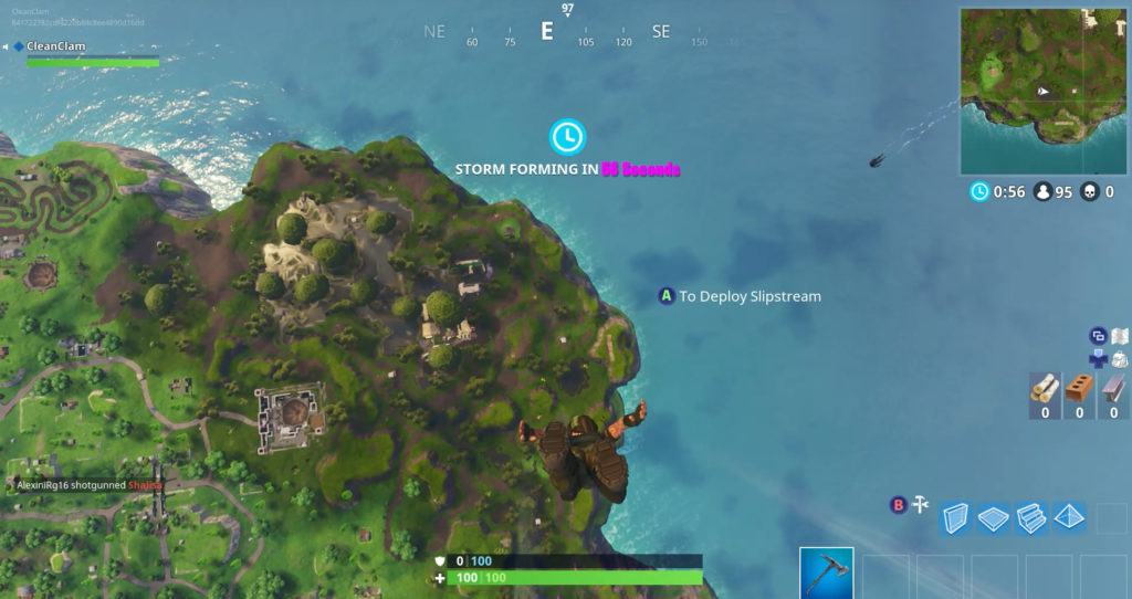 Dropping into the game Fortnite
